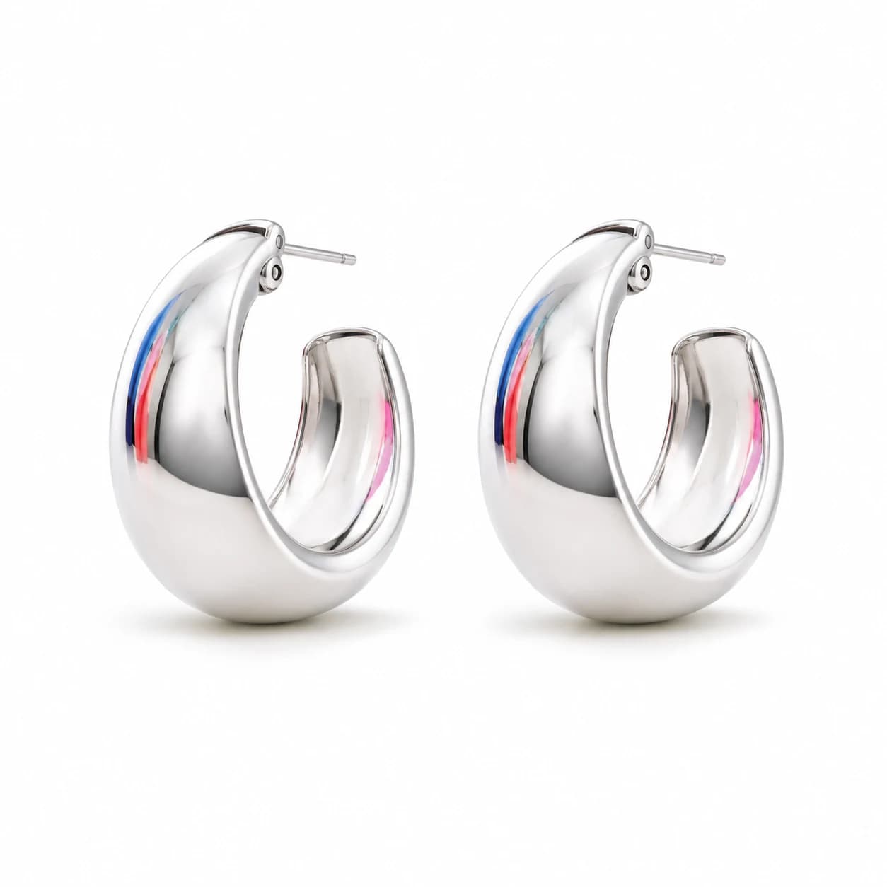 Sculptural silver arc earrings
